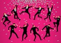 Vector illustration concept.Many businessmen dance a ritual dance to attract money.