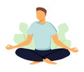 Vector illustration, concept of meditation, health benefits for body, mind and emotions, thought Royalty Free Stock Photo