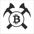 Vector illustration concept of Miner bitcoin crypto currency symbol icon. Black on white background