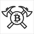 Vector illustration concept of Miner bitcoin crypto currency symbol icon. Black on white background