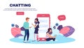 Vector illustration concept of mobile apps and services. Creative flat design for web banner, marketing material Royalty Free Stock Photo