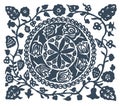 Vector illustration concept of ornament. Blue on white background Royalty Free Stock Photo