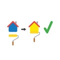 Vector icon concept of painting house with paint brush roller fr Royalty Free Stock Photo