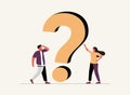 Vector illustration, concept illustration of people frequently asked questions around question marks, answer to question Royalty Free Stock Photo