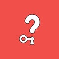 Vector illustration concept of question mark with key locking or unlocking keyhole Royalty Free Stock Photo