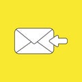 Vector illustration concept of receive message or email with envelope and arrow moving left