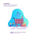 Vector illustration concept of shopping. Modern illustration conceptual for banner, flyer, promotion, marketing material, online