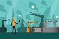 Vector illustration concept showing smart industry,factory using artificial intelligence machinery,Industrial Internet of things Royalty Free Stock Photo