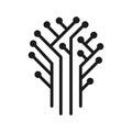 Vector illustration concept of Technical circuit tree graphic. Icon on white background Royalty Free Stock Photo