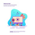 Vector illustration concept of virus scan. Modern illustration conceptual for banner, flyer, promotion, marketing material, online Royalty Free Stock Photo