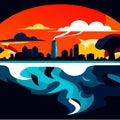 Vector Illustration: Confronting Pollution Realities Royalty Free Stock Photo