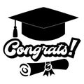 Vector illustration Congrats with graduation cap and diploma scroll