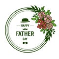 Vector illustration congratulation father day with shape circular of wreath frames Royalty Free Stock Photo