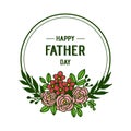 Vector illustration congratulation father day with shape circular of wreath frames Royalty Free Stock Photo