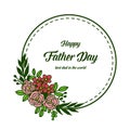 Vector illustration congratulation father day with shape circular of wreath frames Royalty Free Stock Photo