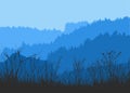 Vector illustration of a coniferous forest panorama Royalty Free Stock Photo