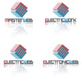 Vector illustration consisting of four logos depicting master web