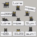 Vector illustration consisting of nine images of cats