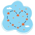 Vector illustration of constellation in the shape of a heart in sky