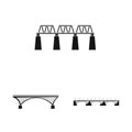 Vector illustration of construct and side symbol. Set of construct and bridge stock symbol for web. Royalty Free Stock Photo