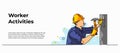 Vector illustration of a construction worker is nailing