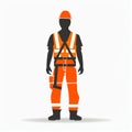 Vector illustration of a construction worker silhouette in safety gear against a white background Royalty Free Stock Photo