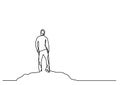 Continuous line drawing of man on the mountain
