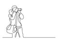 Continuous line drawing of photographer making pictures