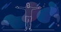 Continuous line drawing of standing man spreading arms Royalty Free Stock Photo