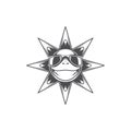 Vector illustration of cool cartoon happy summer sun in sunglasses Royalty Free Stock Photo