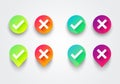 Vector Illustration colorful gradient check box list icons set. Green checkmark OK and red X, Tick and Cross Signs, YES and NO but Royalty Free Stock Photo