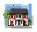 Vector illustration of cool detailed family house.