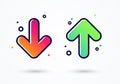 Vector illustration down and up arrow icon design - user experience feedback concept different mood emoticons icon positive and ne
