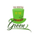 Vector illustration of cool fun quote The wearing of the green