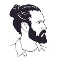 Vector Illustration Hand Drawn Man With Beard In Profil Royalty Free Stock Photo