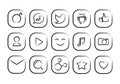 Vector Illustration Hand Drawn Social Icon Set.