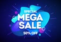 Vector illustration mega shopping day sale banner background. Colorful liquid design poster template.