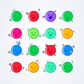 Vector illustration abstract isolated funny cute flat style emoji emoticon icon set with different moods on background Royalty Free Stock Photo