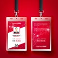 Vector Illustration Red Corporate ID Card Design Template Set