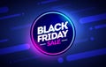 Vector illustration black friday sale offer neon banner