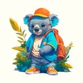 Vector illustration of a cool stylish teenage koala dressed in fashionable clothes. Can be used as a mascot for a clothing store