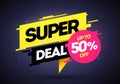 Vector illustration super deal, special offer banner template in flat trendy geometric style. Web banner designs