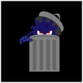 Vector illustration of corona virus and trash can Royalty Free Stock Photo