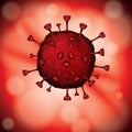 Vector illustration of Coronavirus on a blurry red background Royalty Free Stock Photo
