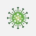 Vector illustration of Coronavirus 2019-nCoV. Corona virus icon. Green color on white background isolated. virus attack. influenza Royalty Free Stock Photo