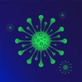 Vector illustration of Coronavirus 2019-nCoV. Corona virus icon. Green color on white background isolated. virus attack. influenza Royalty Free Stock Photo