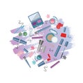 Vector illustration of cosmetics product on watercolor spot