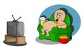 Couch potato watching tv Royalty Free Stock Photo