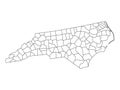 Counties Map of US State of North Carolina Royalty Free Stock Photo