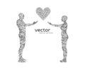 Vector illustration of couple with heart.